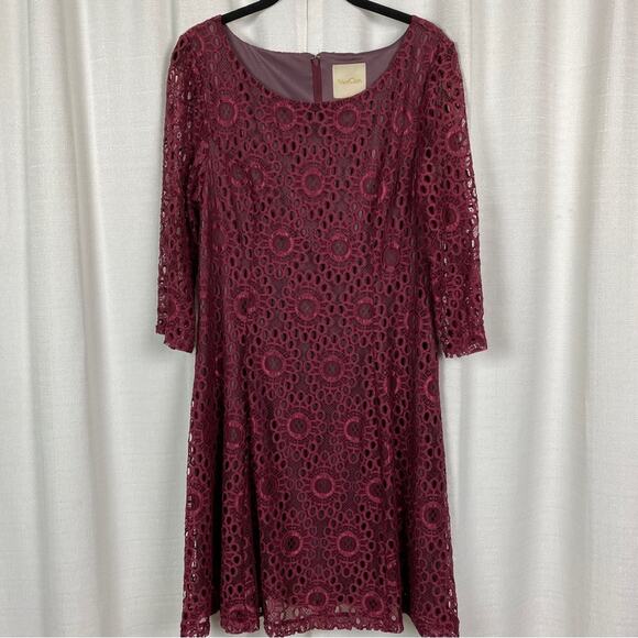 ModCloth Burgundy Crochet Lace Dress Sz.L - Picture 3 of 15